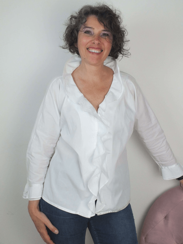 Chemisier  coton blanc avec  volants