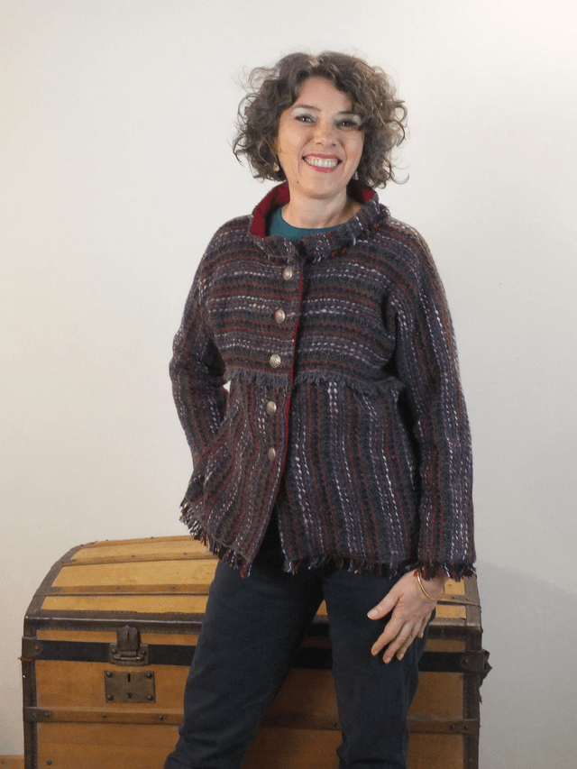 Veste en tweed gris rose