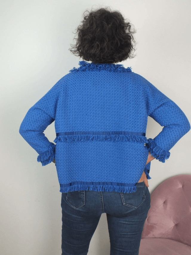 Veste coton natté bleu