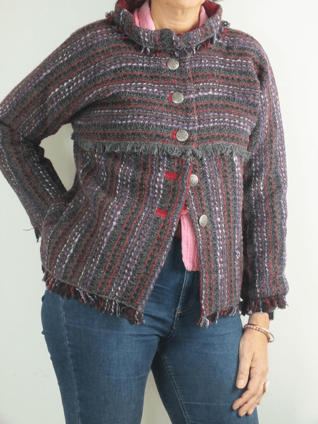 Veste en tweed gris rose
