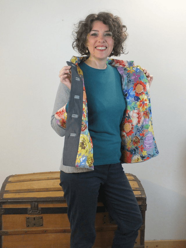 Veste  courte souple tweed gris