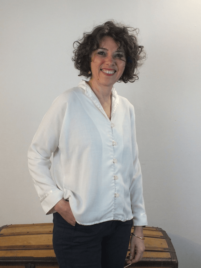 Chemise en étamine de laine ivoire