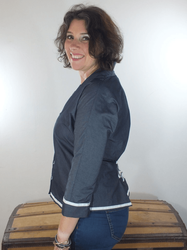 Chemisier en coton bleu chambray