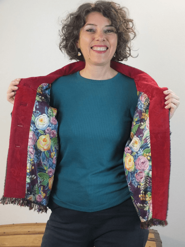 Veste en tweed gris rose