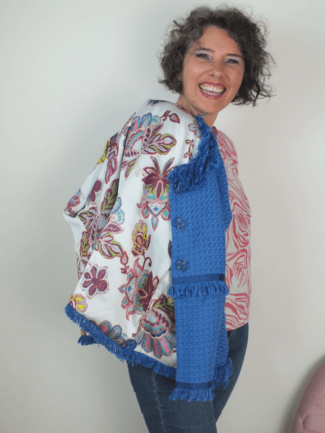 Veste coton natté bleu