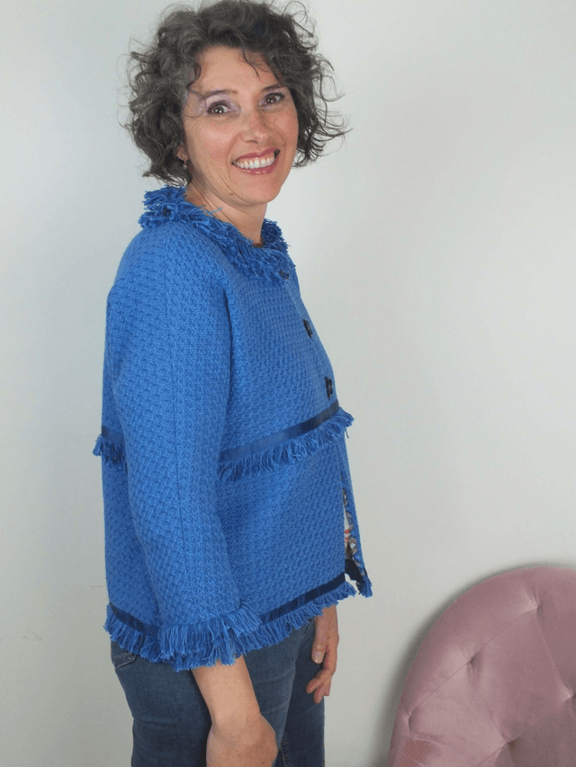 Veste coton natté bleu
