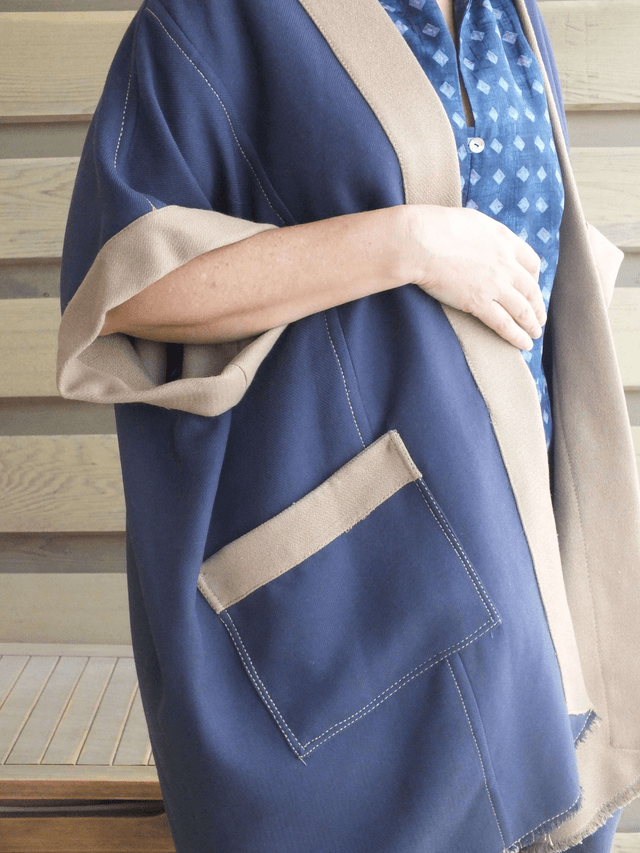 Manteau cape, coton double face