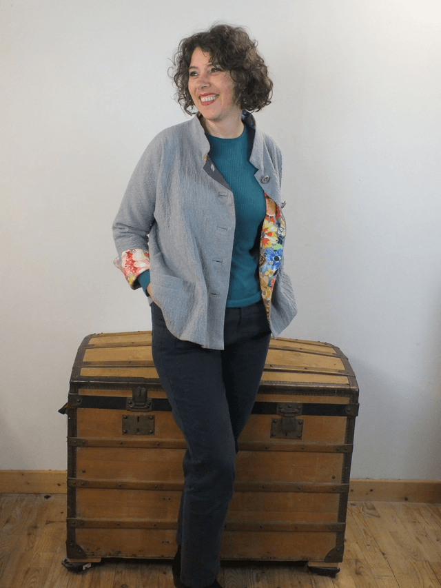 Veste  courte souple tweed gris
