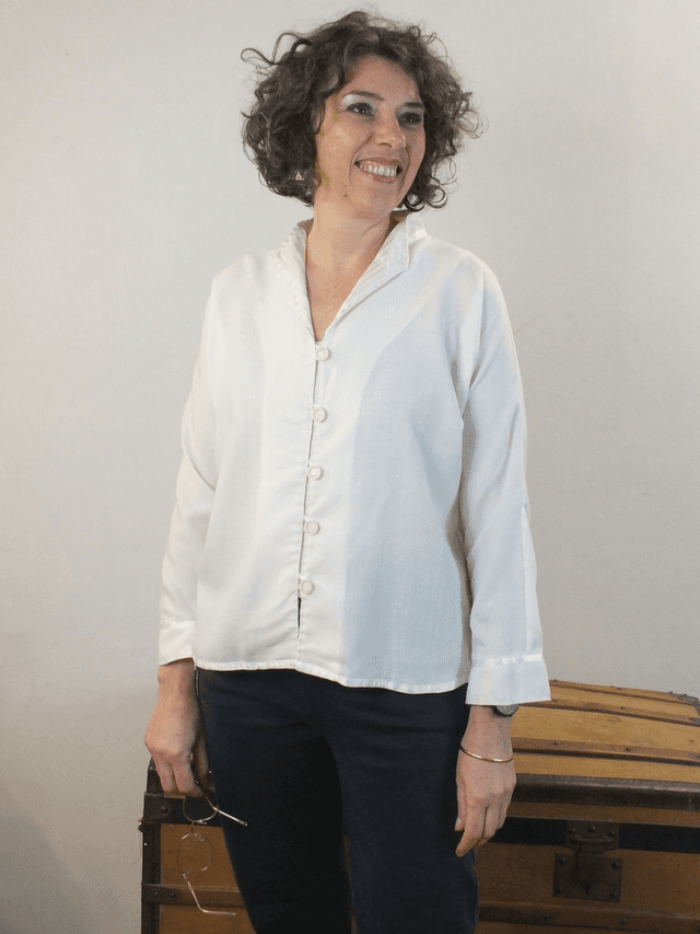 Chemise en étamine de laine ivoire