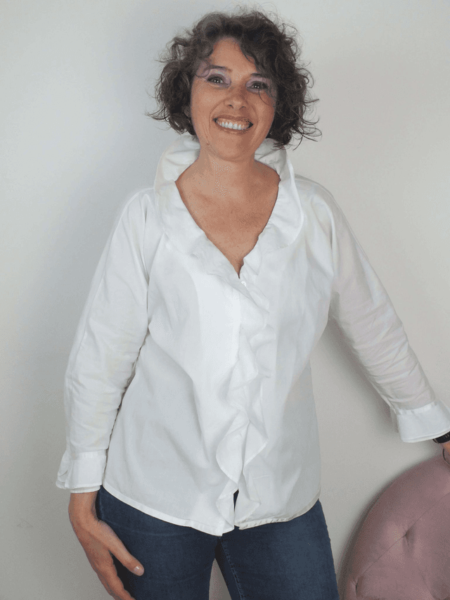 Chemisier  coton blanc avec  volants