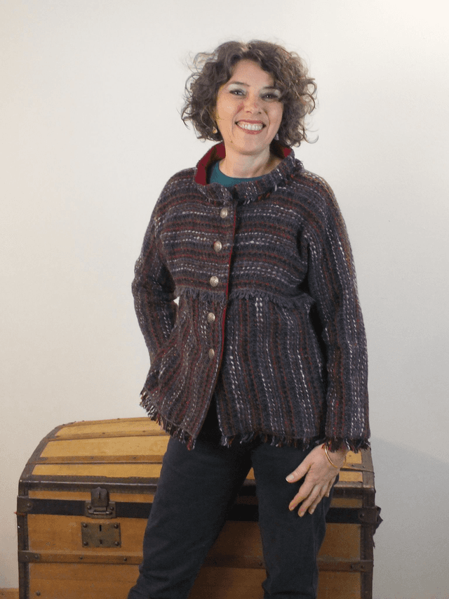 Veste en tweed gris rose