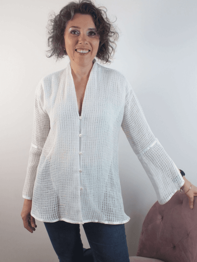 Chemisier blanc en gaze de lin 