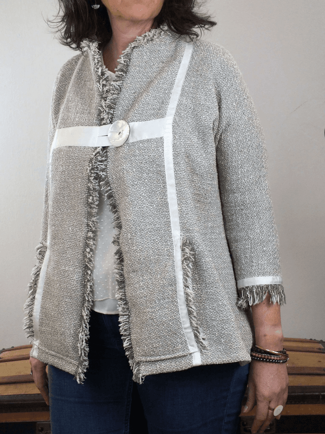 Veste en coton ivoire et beige 