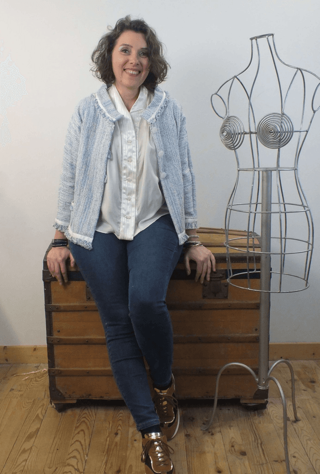 Veste coton bleue chiné