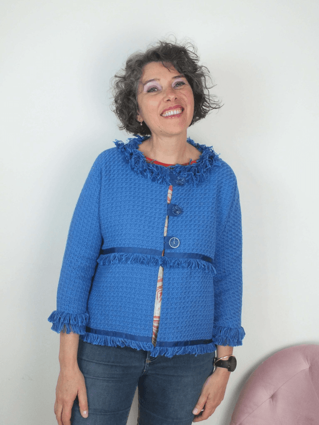 Veste coton natté bleu