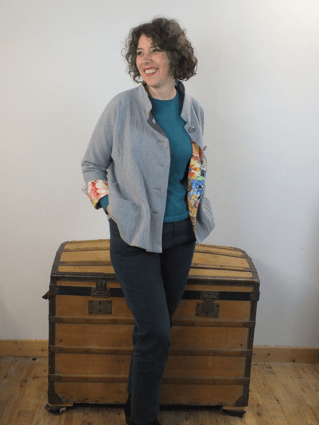 Veste  courte souple tweed gris